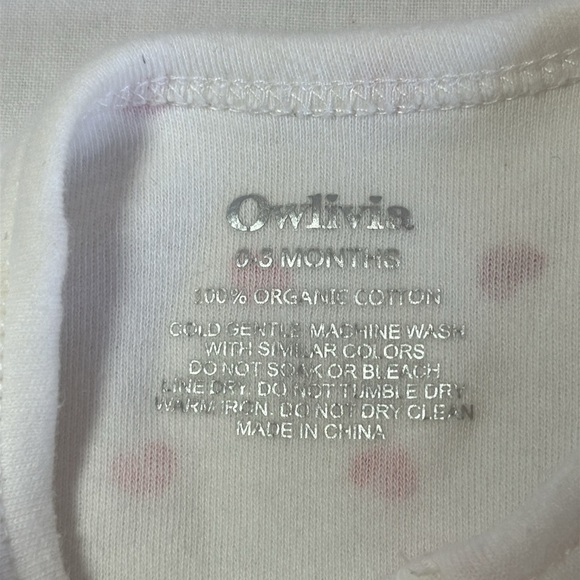 Owlivia - Organic Cotton Heart Print Kids Footie - White and Pink - Picture 3 of 5